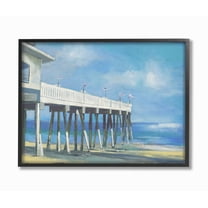 Stupell Industries Beach Boardwalk Ocean Blue Landscape Painting Framed Wall Art by Third and Wall
