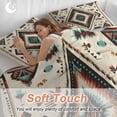 thumbnail image 4 of 3 Piece Red Teal Brown Boho Duvet Cover Set Twin Size, Microfiber Comforter/Quilt Cover with Corner Ties and 2 Pillowcases, Southwestern Abstract Geometric All Season Soft Bedding with Zipper Closure, 4 of 8