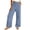 #01Blue, variant on Linen Pants Women Wide Leg Casual Summer Vacation Outfits Travel Beach Pants Elastic Waist Ankle Split with Pockets Gray L