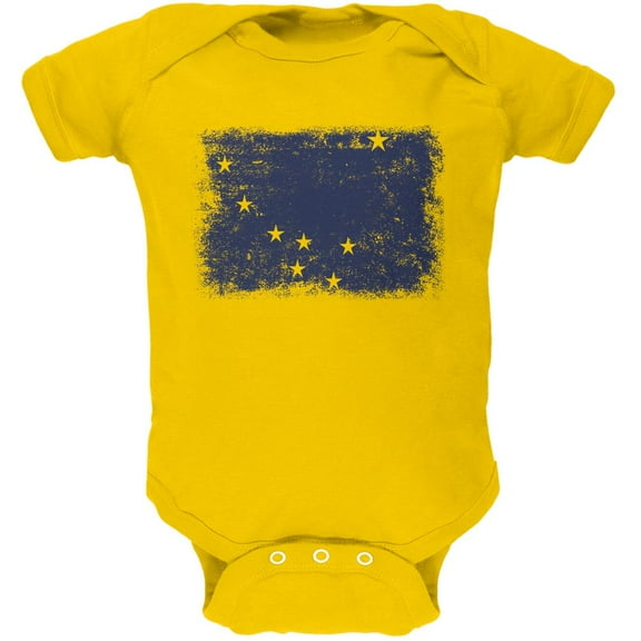 Born and Raised Alaska State Flag Soft Baby One Piece Yellow 18-24 M