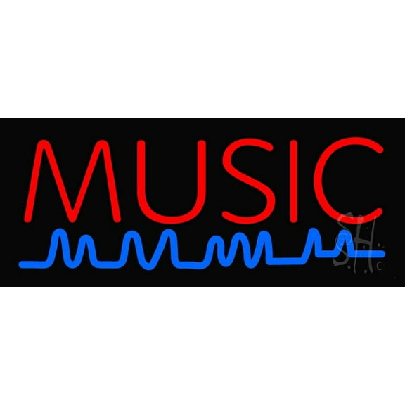 Turquoise Music LED Neon Sign 10" Tall x 24" Wide - inches Black Square Cut Acrylic Backing, with Dimmer - Premium built indoor Sign for Studio, Club, Home décor, Event, Workshop, Storefront.