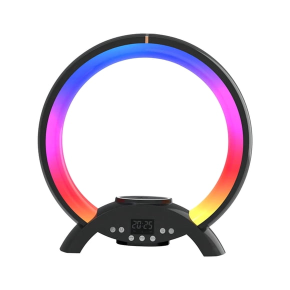 A Multifunctional Wireless Bluetooth Speaker With Rgb Led Lights Fm Radio Clock Alarm Wake-Up Light 3.7V Li-Ion Battery Type-C Charging Port Supports 5W/7W/10W/15W Wireless Charging