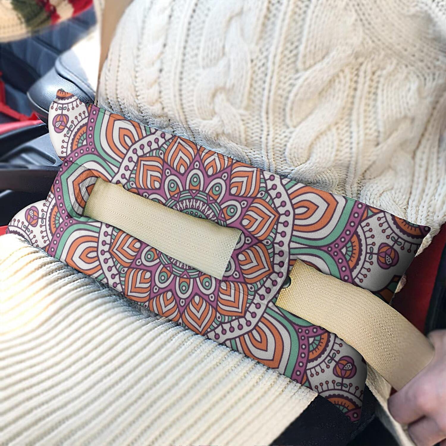 Tribal Boho Mandala Mastectomy Pillow - Soft Seatbelt Pressure Relief Pad for Women - Post Surgery Recovery Cushion with Geometric Pattern