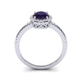 thumbnail image 3 of SuperJeweler 1 1/2 Carat Oval Shape Amethyst and Halo Diamond Ring In Sterling Silver For Women, 3 of 6