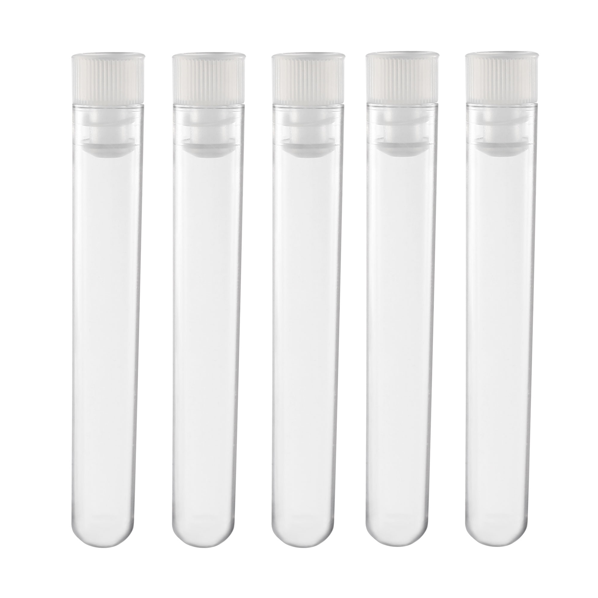 20Pcs Centrifuge Test Tubes Round Bottom Polystyrene with White Cap