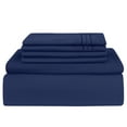thumbnail image 5 of Lux Decor Collection Queen Bed Sheets Set, 6 Pc Microfiber Bed Sheets, Extra Deep Pocket Queen Fitted Sheet, Flat Sheet & Pillowcases, Navy Blue, 5 of 6