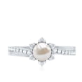 thumbnail image 4 of Rosec Jewels Flower Ring for Women, Freshwater Pearl Solitaire Ring with Diamond Side Stones, 10K White Gold, US 4.00, 4 of 8