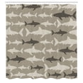 thumbnail image 2 of Ambesonne Sea Animals Shower Curtain, Monochrome Shark Art, 69"Wx84"L, Dark Tan, 2 of 4