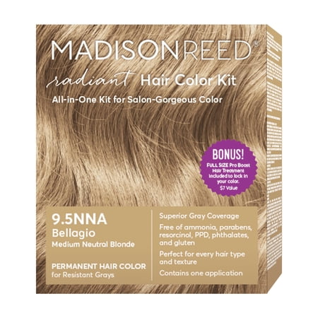 Madison Reed Radiant Permanent Hair Color Kit with Bonus Pro Boost Bellagio (9.5NNA) Medium Neutral Blonde