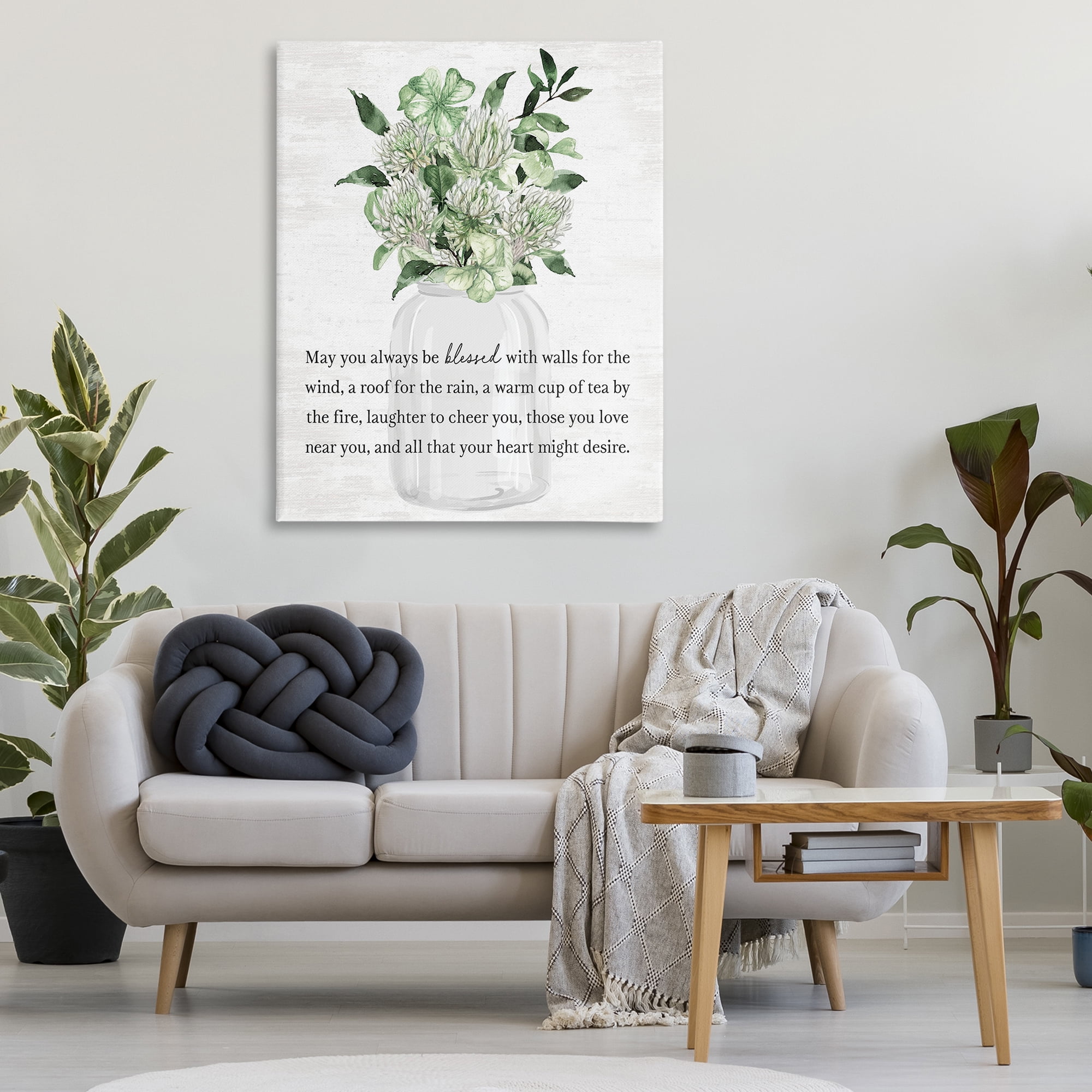 Stupell Industries Spring Floral Blessing Botanical & Floral Painting Gallery Wrapped Canvas Art Print Wall Art, 36 x 48