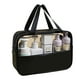 thumbnail image 1 of Bolsa de cosméticos transparente con costura grande, bolsa de cosméticos de baño de PVC, PU, impermeable, de gran capacidad, color negro, 1 of 5