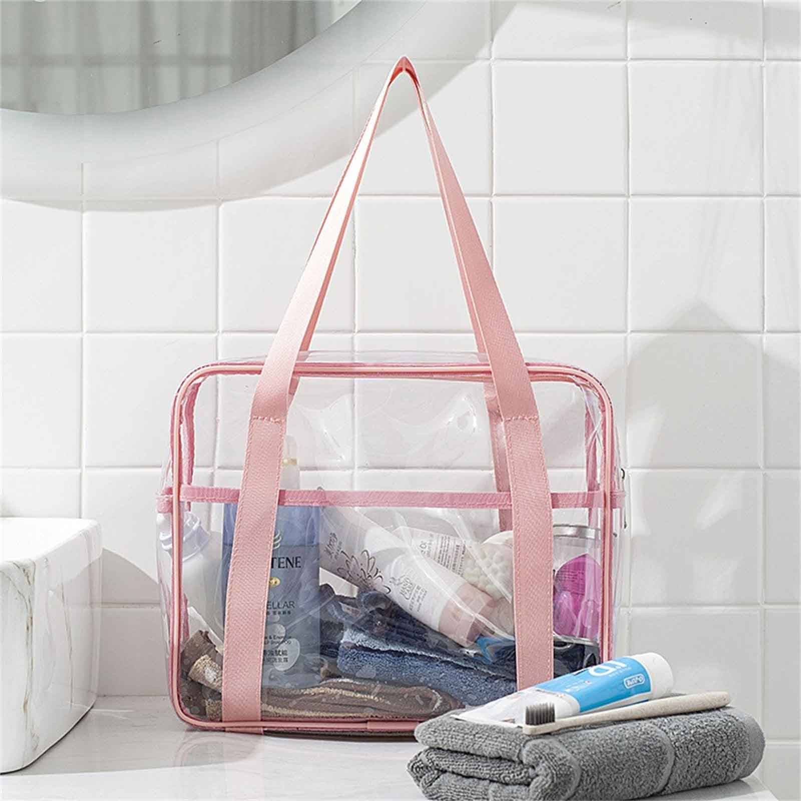 LSLJS Travel Toiletry Bag Makeup Travel Bag Portable Makeup Bag Zippered Tote Bag Portable Bathroom Travel Bag In Clear PVC Cosmetic Bag