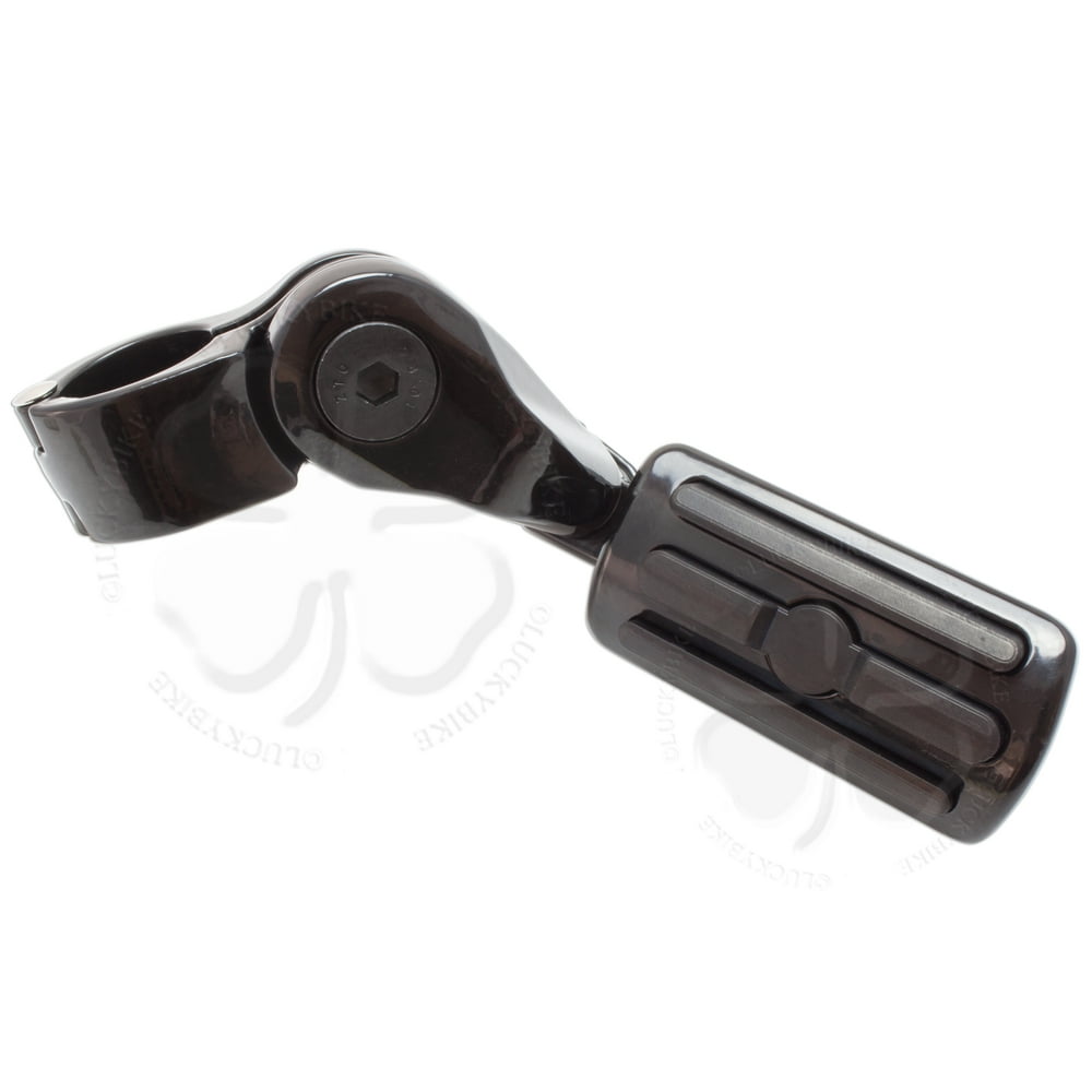 Black Universal Adjustable Highway Pegs Short Angled 1.25" Crash Bar