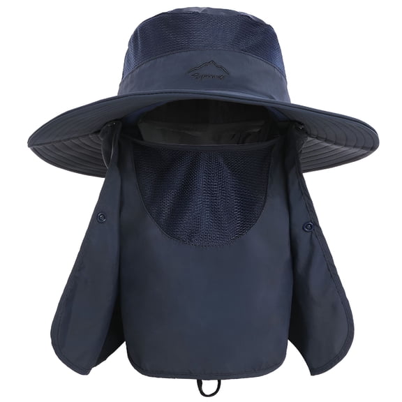 TELOLY Wide Brim Sun Hat with Detachable Neck Flap and Face Cover Men Women Fishing Outdoor Travel Hat