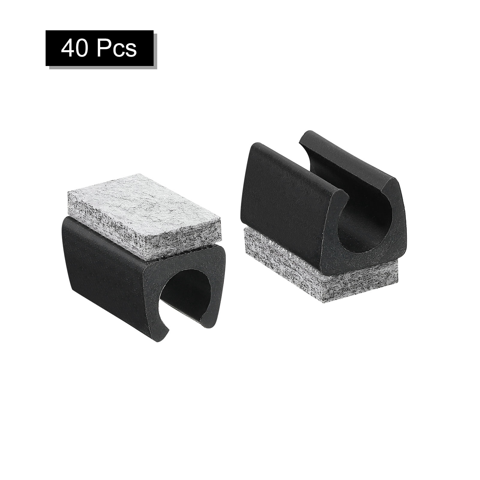 Uxcell 40 Pack Chair Legs Tips Caps with Felt Pads Fit 14mm Tube Legs, Black, Gray Pad