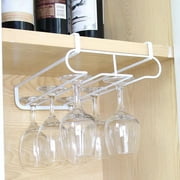 Glass Holder Iron 2 Rows Stemware Rack Under Cabinet Hanger Storage Shelf Fit for The Cabinet 2.8“ or Less