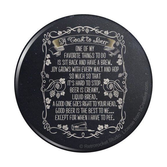 Toast To Beer Brew Funny Humor Pinback Button Pin