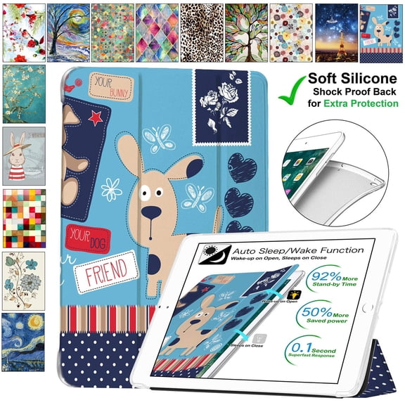 DuraSafe Cases iPad 4 iPad 3 iPad 2 - 9.7 [ iPad 4th / 3rd / 2nd Old Model ] A1396 A1416 A1430 A1403 A1458 A1459 A1460 A1395 A1397 Printed Soft Silicone Transparent Front & Back Cover - Puppy Friend