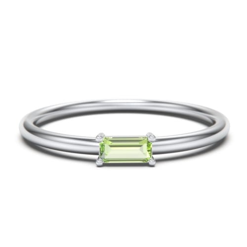 East-West Stackable Baguette Birthstone Ring - Peridot (August)