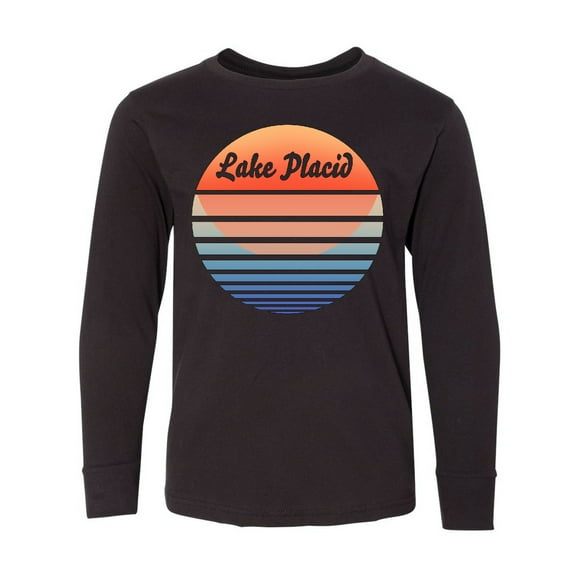 Inktastic Lake Placid Retro Sunset Long Sleeve Youth T-Shirt