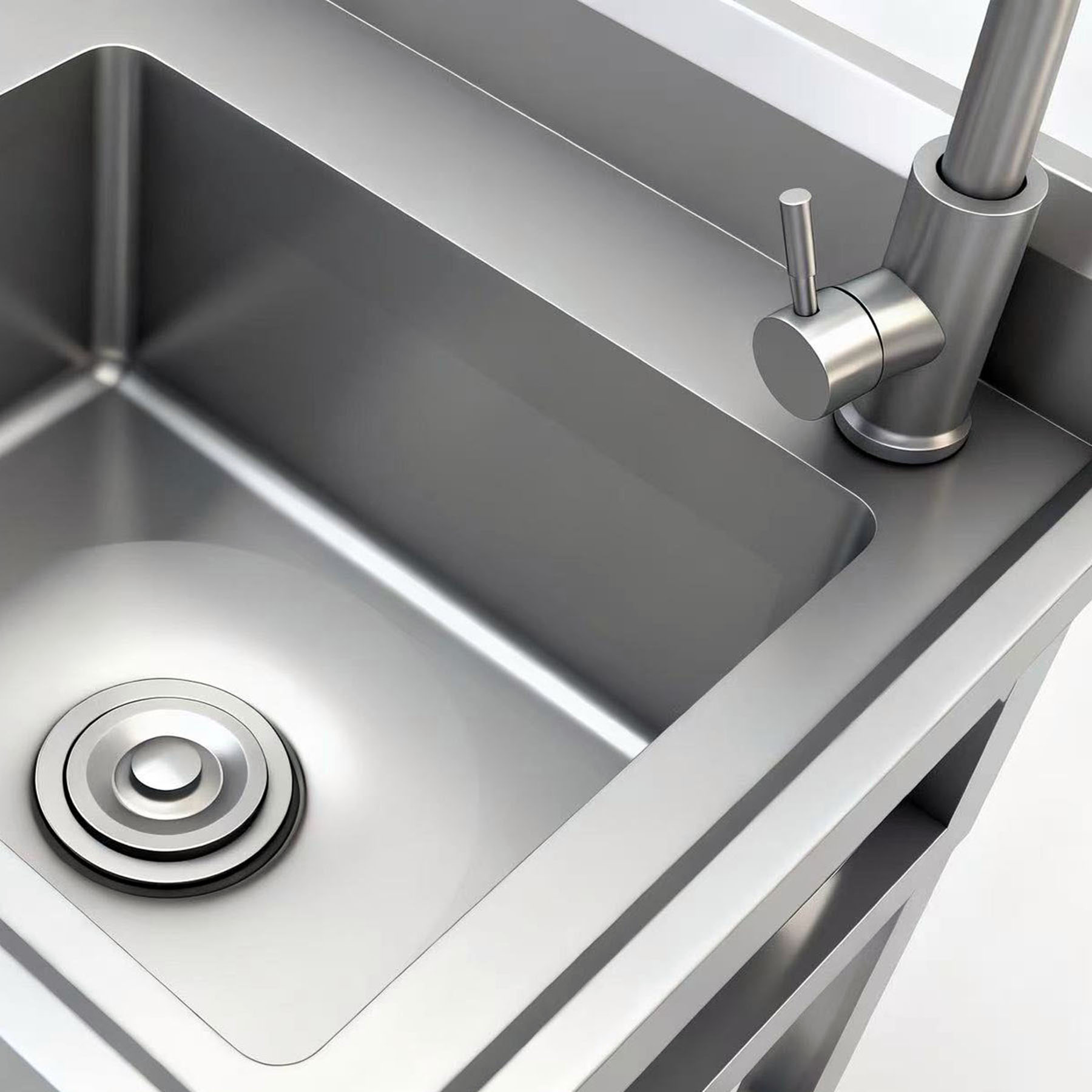 S-HOME Stainless Steel Freestanding Utility Sink in Silver with Pull-Out Faucet and Large Compartment  for Outdoor or Indoor Use