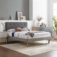 thumbnail image 2 of Platform Bed Frame, Twin Size, Wood, Grey Gray, Modern Contemporary Urban Design, Bedroom Master Guest Suite, 2 of 10