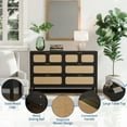 thumbnail image 6 of 6 Drawer Dresser, Rattan Dresser for Bedroom with Metal Handles, Farmhouse Wood Storage Chest of Drawers for Living Room, Hallway, Entryway, 6 of 7