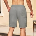 thumbnail image 3 of OSOLU Solid Color Men's Sports Sweatpants Knee Length Breathable Elastic Shorts Fitness Casual Running Shorts Men Daily Relaxed Fit Breathable Bottoms, 3 of 8