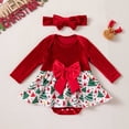 thumbnail image 2 of OJSFQUFP Girls' Winter and Christmas Cute Long Sleeved Velvet Dress and Hair Set, 2 of 7