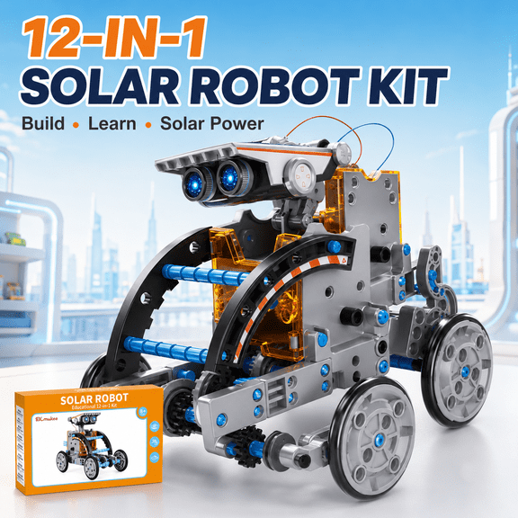 Aiifurss 12-in-1 Solar Robot Kit, STEM DIY Building Set, Ages 8