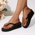 thumbnail image 2 of Dakaela Women's Wedge Flip Flops Rhinestone Platform Summer Walking Sandals Casual Slippers Gold 6, 2 of 7
