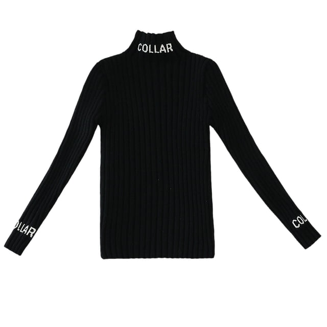 Spring/Fall Saving! HVOBTTY Girls Long Sleeve Sport Sweater, Girls High Neck Sweater Spring and Fall Children's Clothing Solid Color Western-style Children's Knitted Bottoming Shirt Black, 8Years