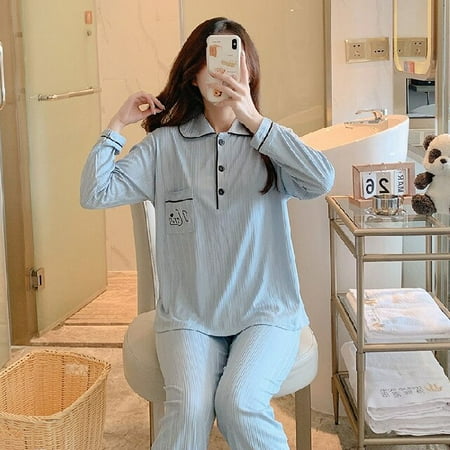 

PIKADINGNIS Women Pajamas Set Comfortable Long Sleeve Pijama Suit Casual Homewear Clothes Autumn Winter Pajama Sets Ladies Sleepwear