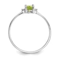 thumbnail image 2 of 14K White Gold Ring Band with Stones (08) August Peridot Oval Green Diamond Round, Size 7, 2 of 5