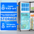 thumbnail image 5 of 4.5 Cu.ft Compact Refrigerator 2 Door with Freezer,7 Adjustable Thermostat & 4 Removable Glass Shelves,Large Size Refrigerator for Garage/Bedroom/Kitchen/Apartment and Office,Grey, 5 of 9