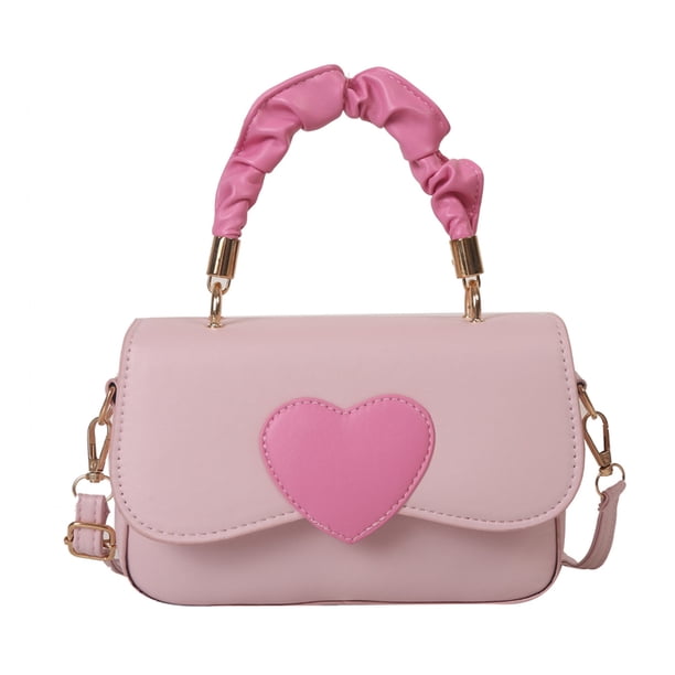 Bolso bandolera de piel sintética para citas y desplazamientos diarios de chicas rosa