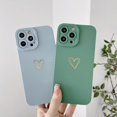 thumbnail image 5 of Compatible with iPhone 13 Pro Max Case, Luxury Double Heart Case with Side Pattern Soft Silicone Shockproof Full Camera Lens Cute Case for iPhone 13 Pro Max 6.7" for Women Girl Green, 5 of 12