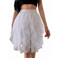 thumbnail image 4 of Women Tulle Skirts Midi Long Fairy Skirt Tutu A-Line Mesh Layered High Elastic Waist Skirts White S, 4 of 8