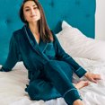 thumbnail image 1 of Ropa de casa para mujer Camisón de manga larga Traje de terciopelo dorado Cárdigan grueso y cálido, 1 of 6