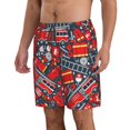 thumbnail image 2 of Disketp Men'S Swim Trunks Hawaiian Breathable Surf Beach Swimsuits Mesh Lining Beach Shorts With Pockets-Fire Sign, 2 of 9