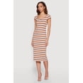 thumbnail image 2 of Women's Striped Rip Knit Cap Sleeve V-Neck Midi Dress, 2 of 3