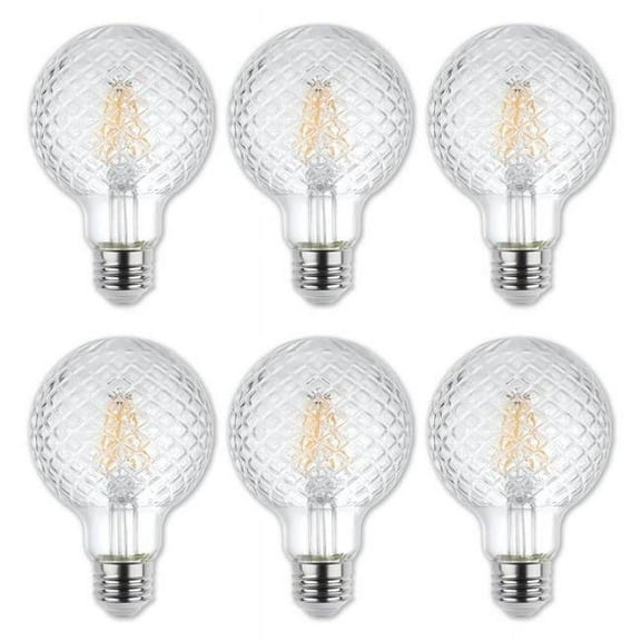 5.5 watt & 40 watt Equivalent Clear Cut Glass G25 Dimmable Filament LED Light Bulb with Medium Base - Pack of 6