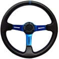 thumbnail image 2 of Ikon Motorsports Compatible with 350MM PVC 6 Hole Steering Wheel Deep Dish Blue Spoke Black Horn & Black Emblem, 2 of 3