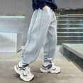 thumbnail image 5 of WhouRiu Toddler Boys Pants Lightweight Drawstring Elastic Waist Jogger Sweatpants Kids Boys Relaxed Fit Streetwear Casual Pants Gray,Sizes 10-11, 5 of 6