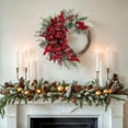 thumbnail image 2 of 15.7" Christmas Winter Half Wreaths for Front Door, Artificial Winter Wreath with Red Plaid Bow Berries Pinecones Flocked Cedar Wreaths with Hook for Windows Wall Christmas Decorations Indoor Outdoor, 2 of 6