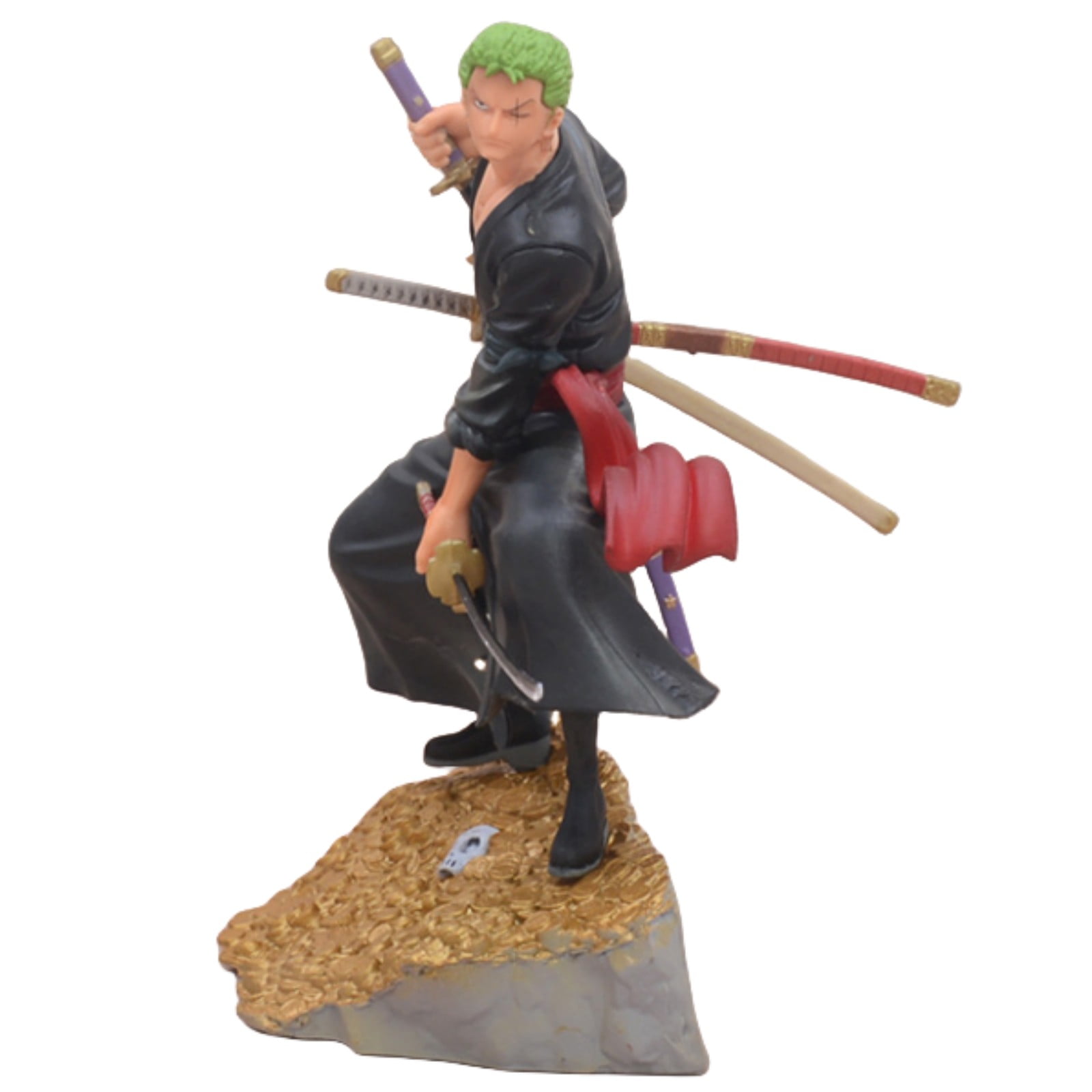 Njube Action Figures Gold treasure standing pose sitting Roronoa Zoro Figure Model Decoration Toys Home Decor Collectible Figurine 17cm/6.69inch