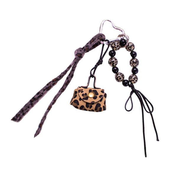 Giaone Stylish Mini Leopard Print Coin Purse and Keychain for Bags and Accessories