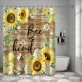 thumbnail image 3 of Shower Curtain Sunflower Bee Kind Bathroom Curtains with Hooks, Waterproof Fabric Watercolor Floral Green Leaves Brown Wood Bath Shower Curtains Set for Bathroom Bathtubs Decor 36x72 Inch, 3 of 9