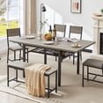 thumbnail image 5 of Tzou Expandable Folding Dining Table - Space-Saving Grey Drop Leaf Design w/Adjustable Feet, 63.2" to 39.8" Size, 330lb Capacity, 5 of 9
