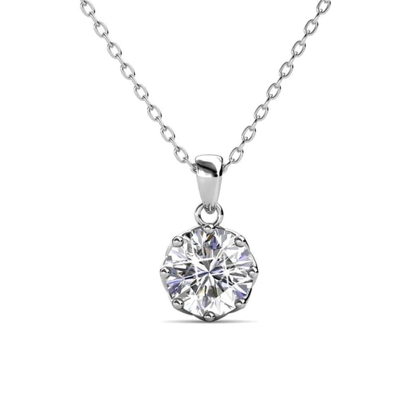 Cate & Chloe Eden 18k White Gold Plated Pendant Necklace with Swarovski Crystal Gift for Women